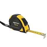 Amazon Basics Cinta métrica con cierre automático, escala Métrico y en pulgadas, precisión MID, 5 m (Paquete de 1), Negro, Amarillo