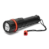 Velamp IRUB1LED Linterna de 3 LED en Goma hiperresistente. con Encaje cómodo. Funciona con 2 Pilas AA (no Incluidas). Súper Brillante, Resistente al Agua y a los Golpes, Negro, 2AA
