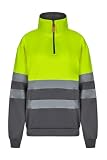 Velilla 305701 Sudadera de Alta Visibilidad Bicolor con Cremallera, Color Gris y Amarillo Flúor, Talla M