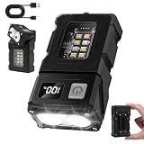 flintronic Linterna LED Recargable, Linterna LED alta Potencia Recargable, Mini linterna con flash rojo y azul, 7 Modos, Con Función Powerbank, Iman, 180° Giratoria, para Emergencia Camping Regalo