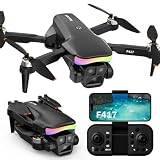 Fakjank F417 Drones Para Principiante,90°Ajust Dron Con Cámara HD 1080P,5G Wifi,Tira LED Motor Sin Escobillas,Video En Vivo Quadcopter RC Plegable Para Adulto,One Touch Despegue/Aterrizaje