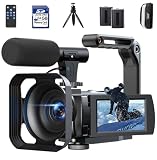 Camara de Video 5K, 56MP WiFi Camara Vlog Youtuber, Digital Zoom 16X Pantalla táctil 3' IR Visión Nocturna Videocamara, Camcorder Video Camera con 2 Baterías, Tarjeta de 64 GB, Mando, Micrófono