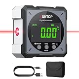 XUNTOP Inclinometro Digital Caja de Nivel Digital con Láser Electrónico Inclinómetro Digital Impermeable IP54 para Automóviles, Carpintería, Construcción- Gris