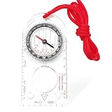Brújula de navegación transparente, brújula de orientación para senderismo explorador y supervivencia, con declinación ajustable y cordón