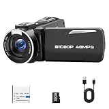 CAMWORLD Cámara de Vídeo 1080P 48MP Videocámara, Zoom Digital 18X con Pantalla Giratoria 270° 3.0', Vlogging Youtube Cámara con Tarjeta 32GB & Batería