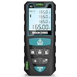 Medidor Láser 50M,RockSeed Medidor de Distancia Láser Digital con 2 Niveles de Burbuja,Telémetro Láser Portátil con LCD Retroiluminado Unidad M/in/Ft y Medición de Distancia/Area/Volumen/Pitagórico