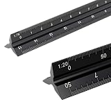 Jecdfs Escalímetro Triangular Profesional 30cm - Regla de Aluminio con Escalas 1:20-1:125 para Arquitectos e Ingenieros (Negro)