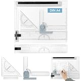QWORK Juego de Tablero Dibujo Multifuncional, DIN A4 Tablero de Dibujo Tecnico con Ajustables Medición Ángulo y Precisión Herramientas