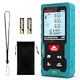Medidor Láser 50M, Kiprim Láser Medidor Distancia con 2 Burbujas de Niveles in M/In/Ft, Telémetro Láser IP54 Herramienta de Medición Digital Portátil, Memorias 99 Datos, Pantalla LCD Retroiluminada