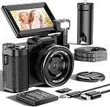 Camara de Fotos 5K 64MP Zoom Digital 18X Camara Digital Enfoque Automático, Pantalla IPS de 3' 180°, Camara Vlogging con Tarjeta de Memoria de 32GB, Batería de 800mAh, Ideal para Principiantes Jóvenes