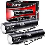 REHKITTZ Linternas Led Alta Potencia Super Brillante, (2 Piezas) con Zoom, Alto Lúmenes Mini Linterna Portátil, con 5 Modos, Aluminio para Camping Niños Exterior